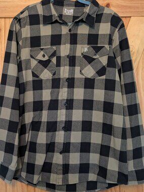 Independent Trading Company Black Plaid Flannel Shirt Size L
